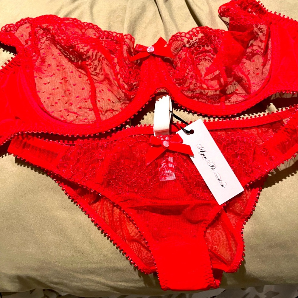 Agent Provocateur Red Set NWT 36D and Size 2